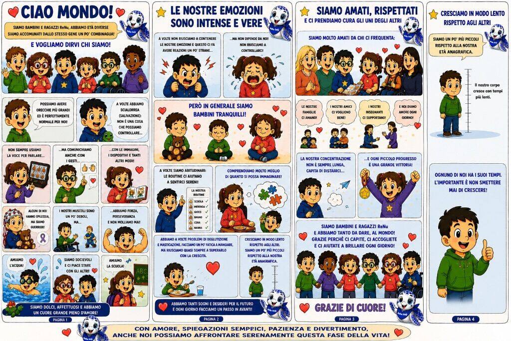 Opuscolo scuola ReNU – Ciao Mondo! – Brochure informativa per insegnanti sui bambini con Sindrome ReNU